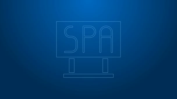 Weiße Linie Spa Salon Schild Symbol isoliert auf blauem Hintergrund. 4K Video Motion Grafik Animation — Stockvideo