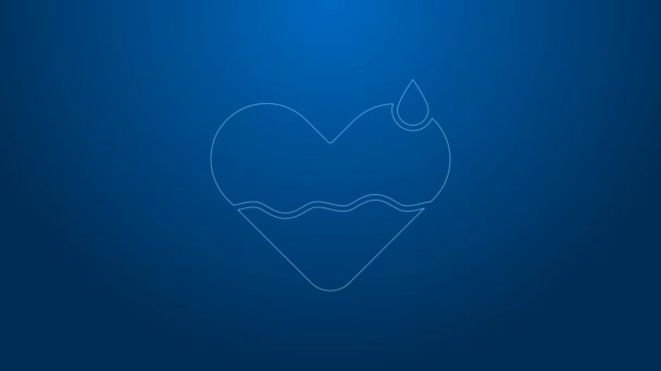 Vit linje Heart heal ikon isolerad på blå bakgrund. 4K Video motion grafisk animation — Stockvideo