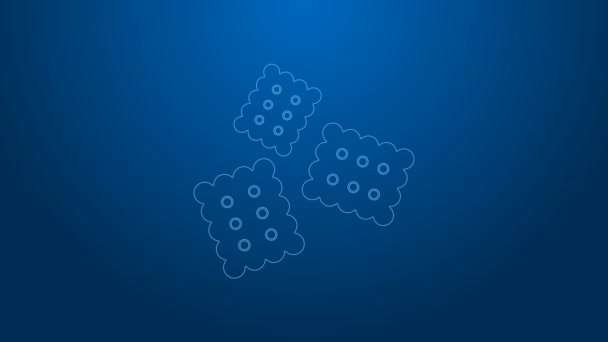 White line Cracker biscuit icon isolated on blue background. Sweet cookie. 4K Video motion graphic animation — Stock Video