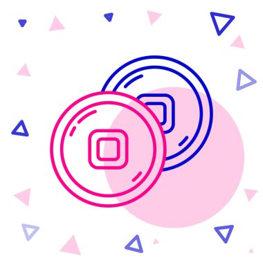 Çin Yuan çizgi para birimi simgesi beyaz arka planda izole. Bozuk para. Bankacılık işareti. Para sembolü. Renkli taslak konsepti. Vektör İllüstrasyonu.