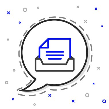 Beyaz arkaplanda belge simgesi izole edilmiş Satır Çekmecesi. Arşiv çekmecesi. Dosya dolabı çekmecesi. Ofis mobilyası. Renkli taslak konsepti. Vektör İllüstrasyonu.