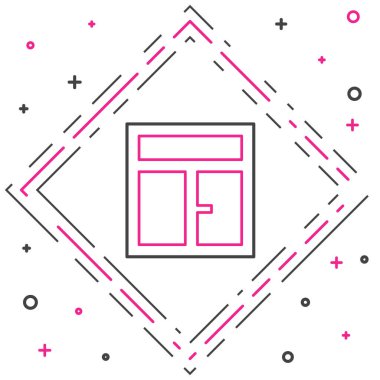 Beyaz arkaplanda izole edilmiş oda simgesindeki çizgi penceresi. Renkli taslak konsepti. Vektör İllüstrasyonu.