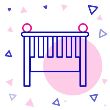 Line Baby beşik yatak ikonu beyaz arkaplanda izole edildi. Renkli taslak konsepti. Vektör İllüstrasyonu.