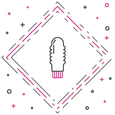 Line Dildo vibrator for sex games icon isolated on white background. Sex toy for adult. Vaginal exercise machines for intimate. Colorful outline concept. Vector Illustration.