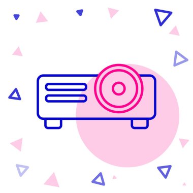 Çizgi Sunumu, Film, Film, Medya Projektörü simgesi beyaz arkaplanda izole edildi. Renkli taslak konsepti. Vektör İllüstrasyonu.