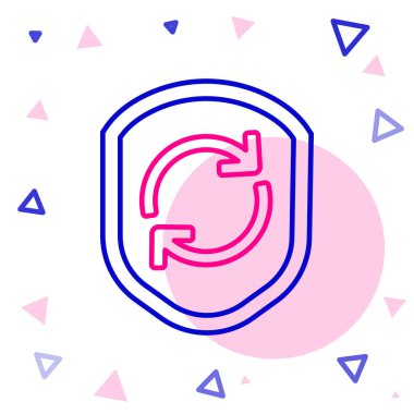 Beyaz arkaplanda izole edilmiş çizgi geri dönüşüm simgesi. Çevre koruma işareti. Renkli taslak konsepti. Vektör İllüstrasyonu.