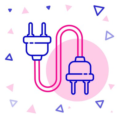 Elektrik hattı simgesi beyaz arkaplanda izole edildi. Bağlantı kavramı ve elektriğin kesilmesi. Renkli taslak konsepti. Vektör İllüstrasyonu.