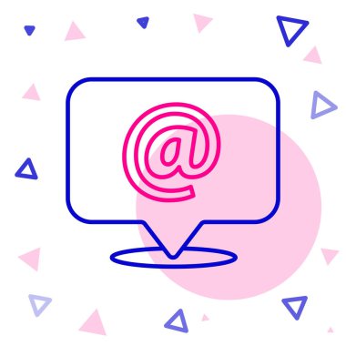 Satır Posta ve e- posta simgesi beyaz arkaplanda izole edildi. Zarf sembolü e-postası. E- posta kodu. Renkli taslak konsepti. Vektör İllüstrasyonu.