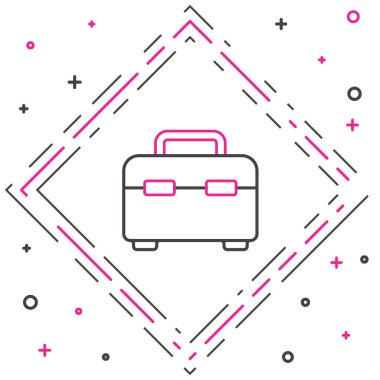 Satır Araç Kutusu simgesi beyaz arkaplanda izole edildi. Alet kutusu tabelası. Renkli taslak konsepti. Vektör İllüstrasyonu.