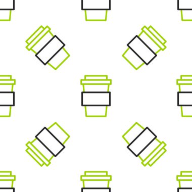 Çizgili kahve fincanı beyaz arka planda izole edilmiş bir iz bıraksın diye. Vektör İllüstrasyonu.