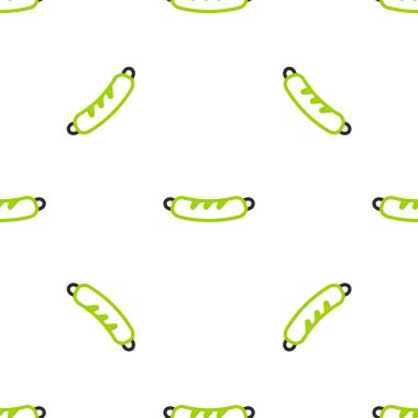 Hotdog sandviç simgesi beyaz arka planda izole edilmiş. Sosis ikonu. Fast food burcu. Vektör İllüstrasyonu.