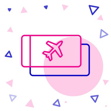 Line Airlines bilet ikonu beyaz arka planda izole edildi. Uçak bileti. Renkli taslak konsepti. Vektör İllüstrasyonu.