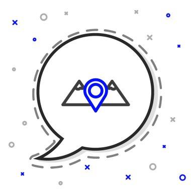 Çizgi Konumu Dağları simgesi beyaz arkaplanda izole edildi. Zaferin ya da başarının sembolü. Renkli taslak konsepti. Vektör.