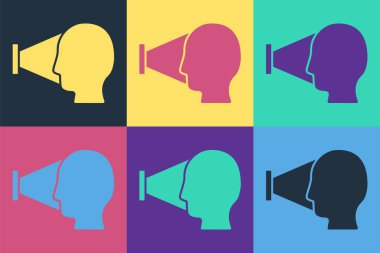 Pop Art Face tanıma simgesi renk arkaplanında izole edildi. Yüz tanımlama simgesi. Yüz tanıma. Siber güvenlik kavramı. Vektör.