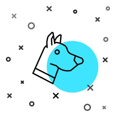 Siyah çizgi köpek başı simgesi beyaz arkaplanda izole edildi. Rastgele dinamik şekiller. Vektör.