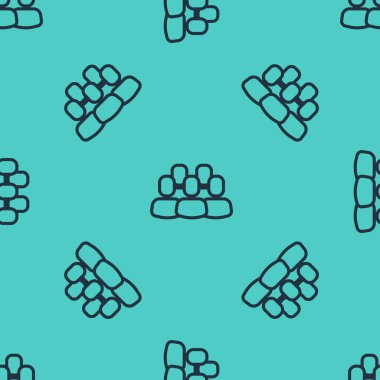 Siyah çizgi proje taban simgesi yeşil arka planda izole edilmiş kusursuz desen. İş analizi ve planlama, danışmanlık, takım çalışması, proje yönetimi. Vektör.