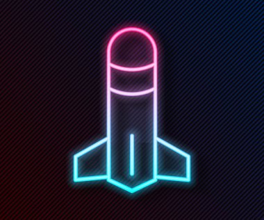 Parlayan neon çizgisi simgesi siyah arkaplanda izole edildi. Vektör.