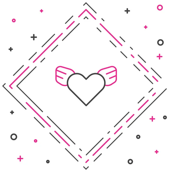 Linia Serce Ikoną Skrzydeł Izolowane Białym Tle Symbol Miłości Walentynki — Wektor stockowy