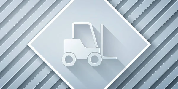 Χαρτί Περικοπή Forklift Φορτηγό Εικονίδιο Απομονώνονται Γκρι Φόντο Φορτιστής Και — Διανυσματικό Αρχείο