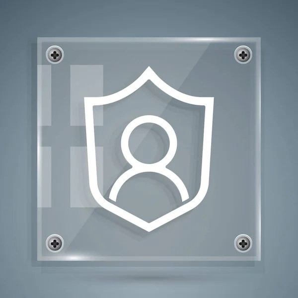 Белый Значок Защиты Выделен Сером Фоне Безопасный Логин Пользователя Защищенный — стоковый вектор
