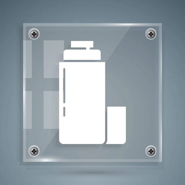White Thermos Container Icon Isolated Grey Background Thermo Flask Icon — Stock Vector