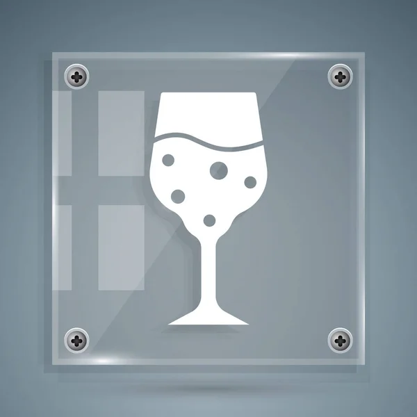 Verre Blanc Icône Champagne Isolé Sur Fond Gris Panneaux Carrés — Image vectorielle