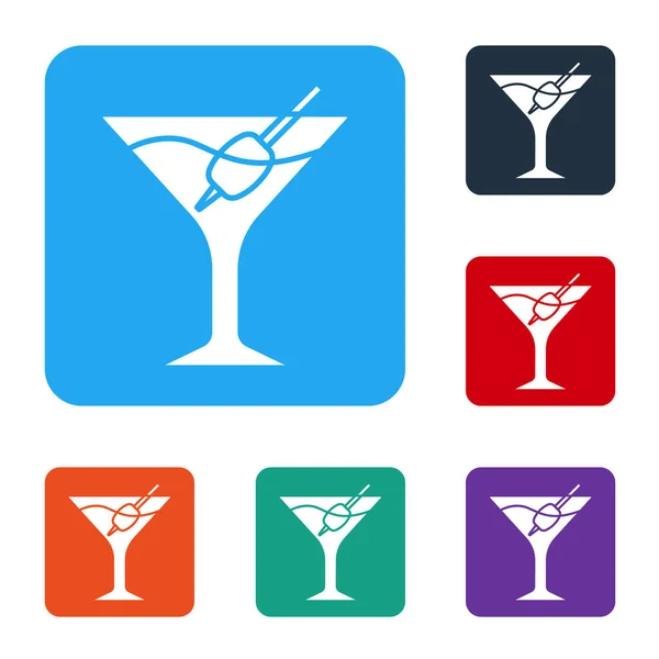 White Martini Glass Icon Isolated White Background Cocktail Icon Wine — Stock Vector