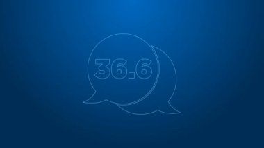 Beyaz çizgi Tıbbi termometre mavi arkaplanda normal sıcaklık simgesi gösteriyor. 4K Video hareketli grafik canlandırması