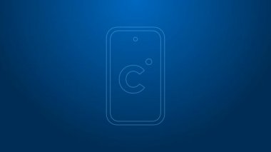 Beyaz çizgi Celsius simgesi mavi arkaplanda izole edildi. 4K Video hareketli grafik canlandırması