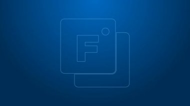 Beyaz çizgi Fahrenheit simgesi mavi arkaplanda izole edildi. 4K Video hareketli grafik canlandırması