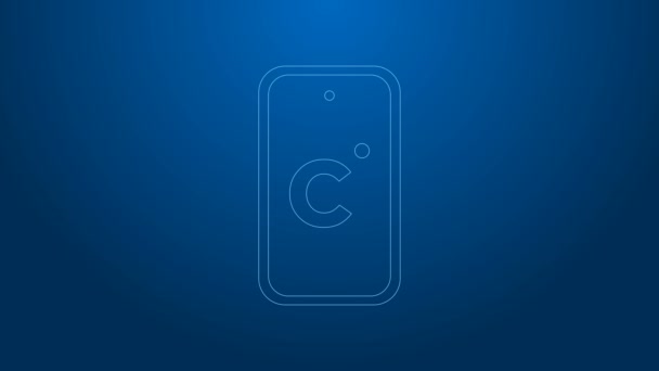 White line Celsius icon isolated on blue background. 4K Video motion graphic animation — Stock Video