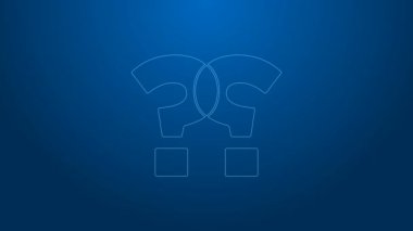 Mavi arkaplanda beyaz çizgi soru işareti simgesi izole edildi. SSS işareti. Dosyaları kopyala, konuşma balonu ve grafiğini çıkar. 4K Video hareketli grafik canlandırması