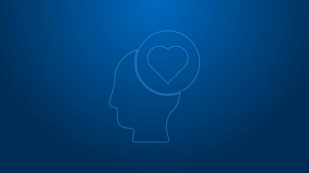 Vit linje Bruten hjärta eller skilsmässa ikon isolerad på blå bakgrund. Kärlekssymbol. Alla hjärtans dag. 4K Video motion grafisk animation — Stockvideo