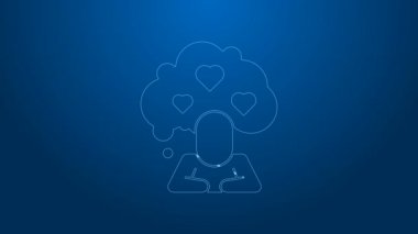 Kırık kalp ya da boşanma simgesi mavi arka planda izole edilmiş. Aşk sembolü. Sevgililer Günü. 4K Video hareketli grafik canlandırması