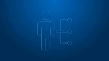 Mavi arka planda beyaz çizgili takım elbiseli adam ikonu izole edildi. İş simgesi kullanıcı profili simgesi simgesi. Erkek kullanıcı işareti. 4K Video hareketli grafik canlandırması
