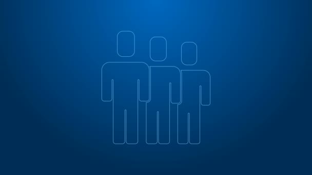 White line Users group icon isolated on blue background. Group of people icon. Business avatar symbol - users profile icon. 4K Video motion graphic animation — Stock Video