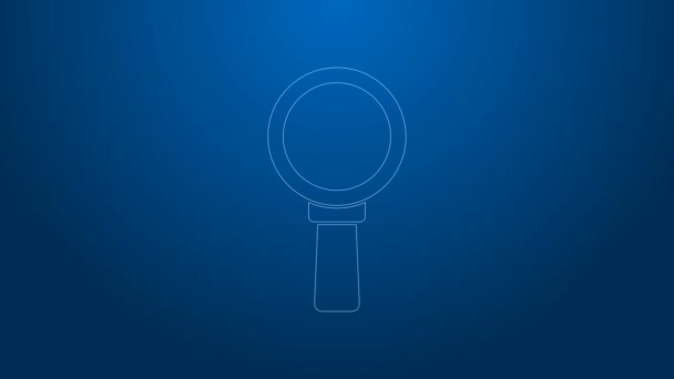 White line Magnifying glass icon isolated on blue background. Search, focus, zoom, business symbol. 4K Video motion graphic animation — Stock Video