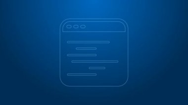 Beyaz çizgi Yazılım, web geliştirici programlama kod simgesi mavi arkaplanda izole edildi. Program kodunun rastgele bilgisayar betiği parçalarını Javascript et. 4K Video hareketli grafik canlandırması