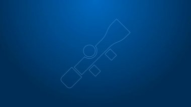 Beyaz çizgi keskin nişancı optik görüş ikonu mavi arka planda izole edildi. Keskin nişancı dürbünü. 4K Video hareketli grafik canlandırması