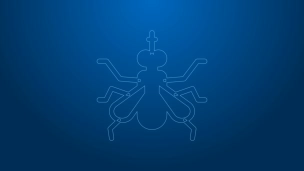 White line Mosquito icon isolated on blue background. 4K Video motion graphic animation — Stock Video