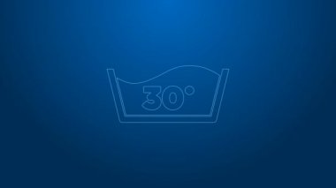 Beyaz çizgi, mavi arkaplanda 30 derecenin altına iniyor. Sıcaklık temizleme. 4K Video hareketli grafik animasyonu