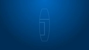 Beyaz çizgi Mascara fırça simgesi mavi arkaplanda izole edildi. 4K Video hareketli grafik canlandırması