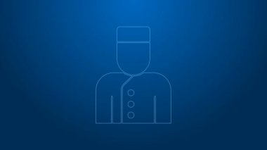 Beyaz çizgi Concierge simgesi mavi arkaplanda izole edildi. 4K Video hareketli grafik canlandırması