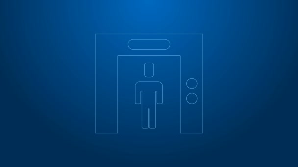 Icona White Line Lift isolata su sfondo blu. Simbolo ascensore. Animazione grafica 4K Video motion — Video Stock