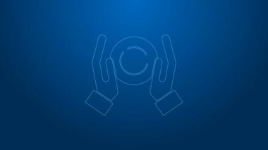 Mavi arka planda beyaz çizgi sihirli top ikonu izole edildi. Kristal küre. 4K Video hareketli grafik canlandırması