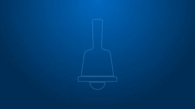 Beyaz çizgi Mutlu Noeller zil ikonu mavi arka planda izole edildi. Alarm sembolü, servis zili, el zili işareti, uyarı. 4K Video hareketli grafik canlandırması