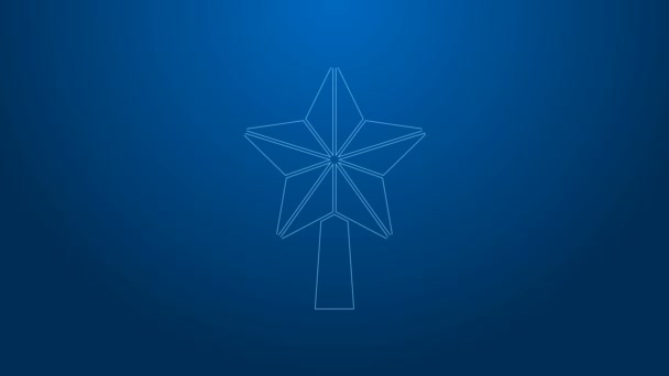 Icono estrella de Navidad de línea blanca aislado sobre fondo azul. Feliz Navidad y Feliz Año Nuevo. Animación gráfica de vídeo 4K — Vídeos de Stock