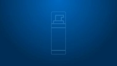 Beyaz çizgi tıraş köpüğü simgesi mavi arkaplanda izole edilmiş. Tıraş köpüğü. 4K Video hareketli grafik canlandırması