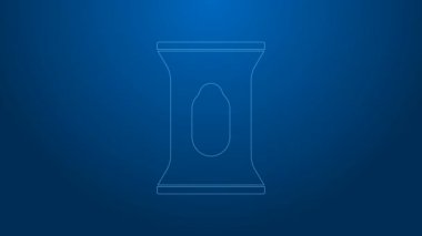 Beyaz çizgi ıslak mendil simgesi mavi arkaplanda izole edildi. 4K Video hareketli grafik canlandırması