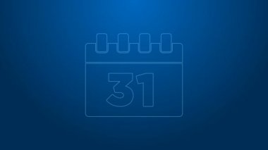 Cadılar Bayramı tarihi 31 Ekim olan beyaz çizgili takvim mavi arka planda izole edildi. Mutlu Cadılar Bayramı Partisi. 4K Video hareketli grafik canlandırması